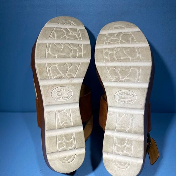 Kork Ease Platform Wedge Sandals Women's 8M Brown Tan Leather Distressed Comfort - Picture 8 of 8